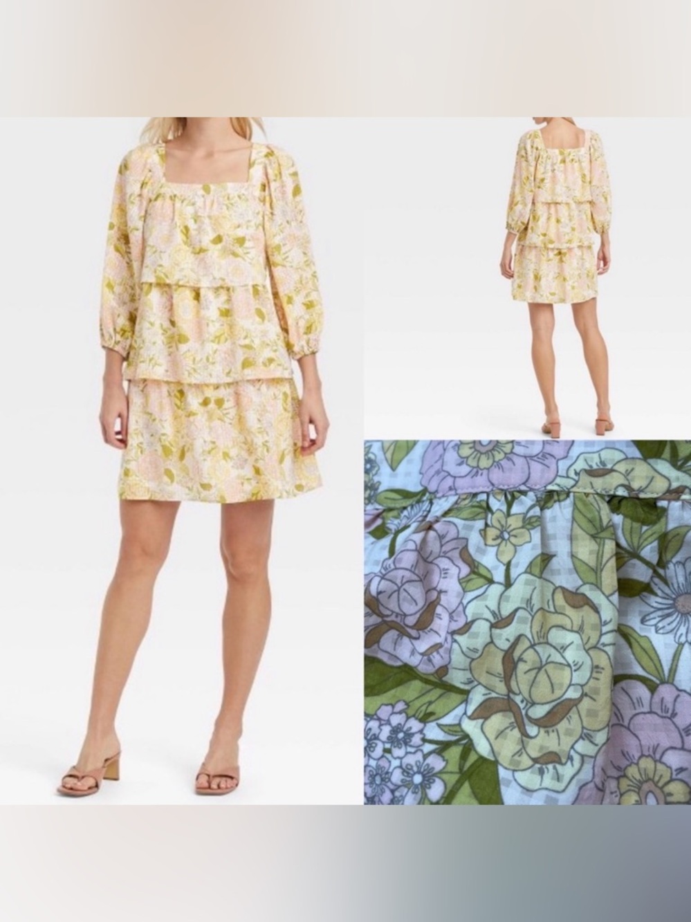 Women's Bishop 3/4 Sleeve Dress - Who
What Wear Beige Floral M size Medium